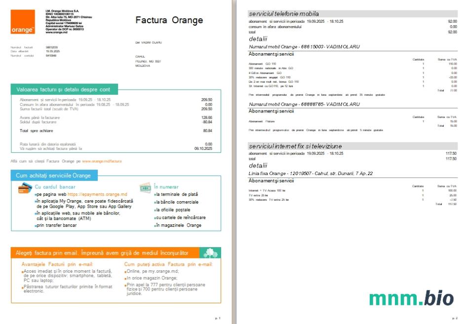 Mołdawia Orange rachunek za media Wersja 2 scr